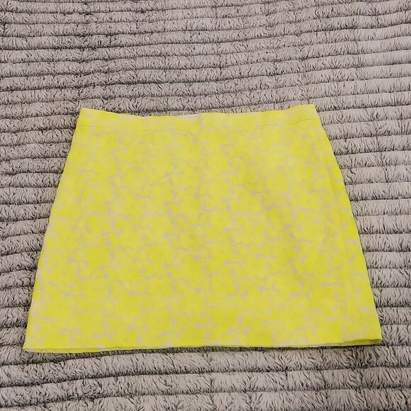 J. Crew florescent yellow embroidered floral skirt size 8! - Picture 9 of 13